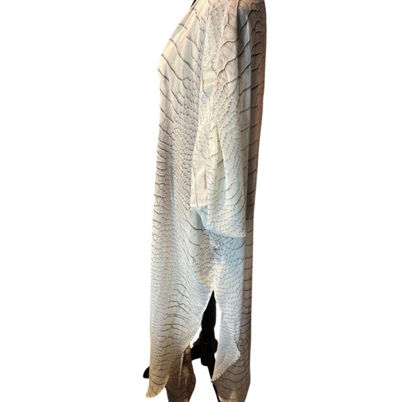 Ramona Larue Erte Kaftan Alligator Print Chiffon Kimono Designer Cocoon Wrap - Picture 7 of 9